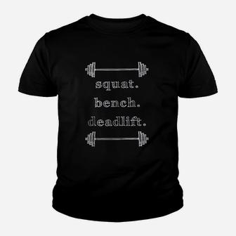 Powerlifting Barbell Vintage Gym Statement Lifting Kid T-Shirt - Seseable