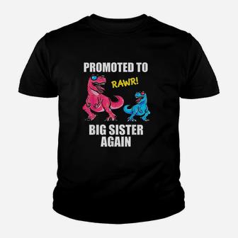 Promoted To Big Sister Again 2021 Dinosaur Kid T-Shirt - Seseable