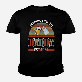 Promoted To Daddy 2021 Retro New Baby Dad Est 2021 Kid T-Shirt - Seseable