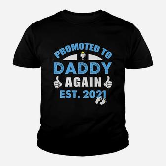Promoted To Daddy Again 2021 Soon To Be Dad Husband Gift Kid T-Shirt - Seseable