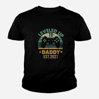 Promoted To Daddy Est 2021 Leveled Up To Daddy Kid T-Shirt - Seseable