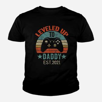 Promoted To Daddy Est Vintage Men Leveled Up To Dad Kid T-Shirt - Seseable