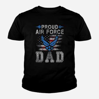 Proud Air Force Dad Military Veteran Pride Us Flag Kid T-Shirt - Seseable