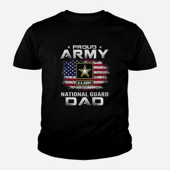 Proud Army National Guard Dad With American Flag Gift Kid T-Shirt - Seseable