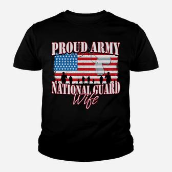 Proud Army National Guard Wife Dog Tag Flag Women Kid T-Shirt - Seseable
