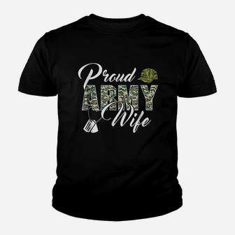 Proud Army Wife Awesome Army Soldiers Wife Kid T-Shirt - Seseable