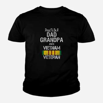 Proud Dad Grandpa Vietnam Veteran Vintage Us Military Vet Kid T-Shirt - Seseable