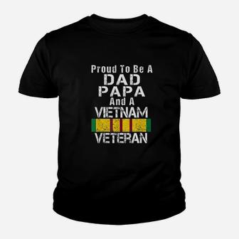 Proud Dad Papa Vietnam Veteran Vintage Military Vet Kid T-Shirt - Seseable