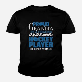 Proud Hockey Grandpa Kid T-Shirt - Seseable