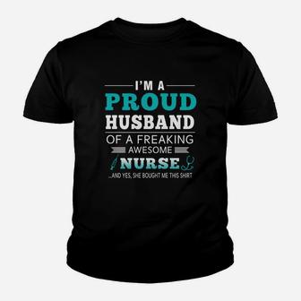 Proud Husband Gift From Nurse Wife For Husband Kid T-Shirt - Seseable