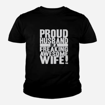 Proud Husband Of Awesome Wife Funny Valentines Day Kid T-Shirt - Seseable