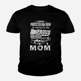 Proud National Guard Mom Now He Protects Me Kid T-Shirt - Seseable