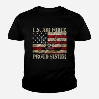 Proud Sister Us Air Force Vintage Usa Flag Retro Girls Kid T-Shirt - Seseable