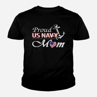 Proud Us Navy Mom American Flag Mothers Day Kid T-Shirt - Seseable