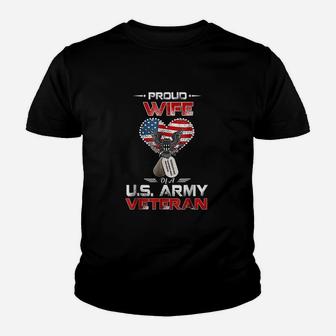 Proud Wife Of A Us Army Veteran Kid T-Shirt - Seseable