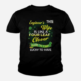 Proud Wife Of This Engineer Is Hard To Find Lucky To Have St Patricks Shamrock Funny Husband Gift Kid T-Shirt - Seseable