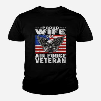 Proud Wife Of Us Air Force Veteran Patriotic Military Kid T-Shirt - Seseable