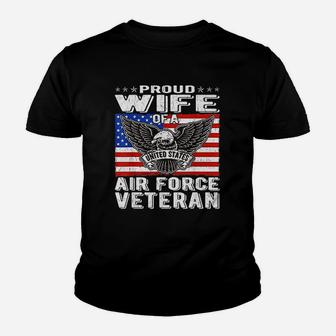 Proud Wife Of Us Air Force Veteran Patriotic Military Spouse Kid T-Shirt - Seseable