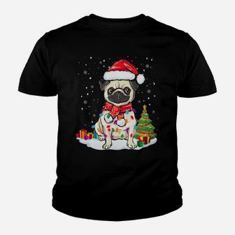 Pug Christmas Lights Funny Pug Dog Pajamas Gifts Kid T-Shirt - Seseable