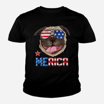 Pug Merica 4th Of July Men Kids Boys Girls Dog Puppy Kid T-Shirt - Seseable