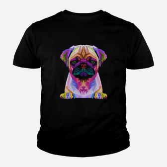 Pug Pop Art Colorful Portrait Carlino For Dog Lovers Kid T-Shirt - Seseable