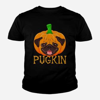 Pugkin Pug Pumpkin Pug Dog Funny Costume Halloween Kid T-Shirt - Seseable