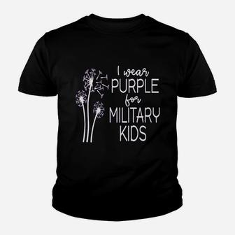 Purple Up In April Dandelion For Month Of The Military Kid T-Shirt - Seseable