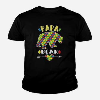 Puzzle Papa Bear Colorful Besst Husband Kid T-Shirt - Seseable