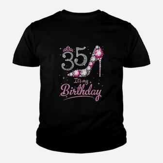 Queen 35 Years Old Its My Birthday Vintage Retro Kid T-Shirt - Seseable