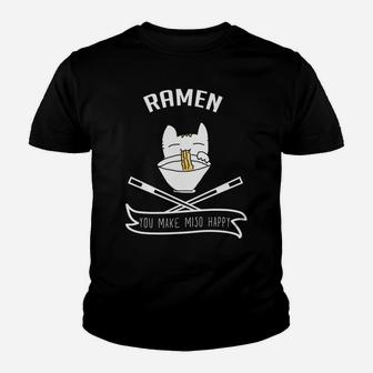 Ramen Noodle Funny Cat Kitty Kitten Ramen Kid T-Shirt - Seseable