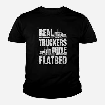 Real Truckers Drive Flatbed Gift The Best Truck Driver Kid T-Shirt - Seseable
