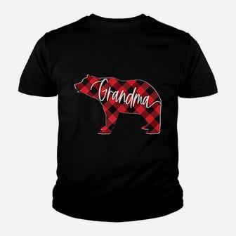 Red Buffalo Plaid Grandma Bear Matching Family Christmas Pj Kid T-Shirt - Seseable