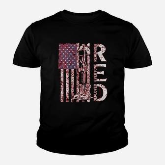 Red Friday Remember Everyone Deployed Retro Us Army Military Kid T-Shirt - Seseable
