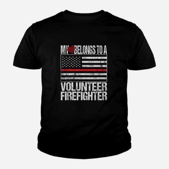 Red Line Flag Fireman Wife Girlfriend Volunr Firefighter Kid T-Shirt - Seseable