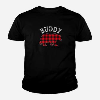 Red Plaid Buddy Bear Buffalo Matching Family Pajama Kid T-Shirt - Seseable