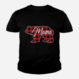 Red Plaid Mama Bear Matching Pajama Family Buffalo Kid T-Shirt - Seseable