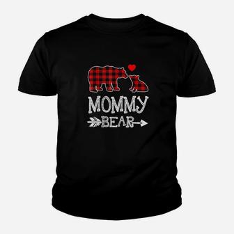 Red Plaid Mommy Bear Christmas Pajama Matching Family Gift Kid T-Shirt - Seseable