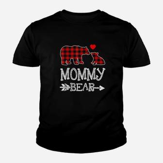 Red Plaid Mommy Bear Christmas Pajama Matching Family Gift Kid T-Shirt - Seseable
