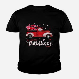 Red Truck With Hearts Happy Valentines Day Gifts For Women Kid T-Shirt - Seseable
