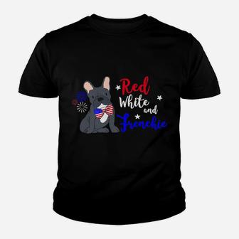 Red White And Frenchie French Bulldog Kid T-Shirt - Seseable