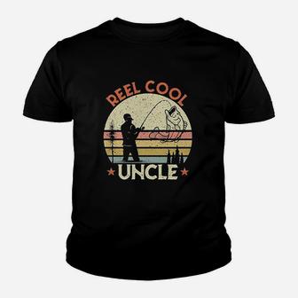 Reel Cool Uncle Vintage Fishing Lover Gift For Uncle Kid T-Shirt - Seseable