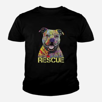 Rescue Dog Colorfull Pitbull Dog Adopt Dont Shop Kid T-Shirt - Seseable