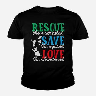 Rescue Save Love Animal Rescue Cat Dog Lover Gifts Kid T-Shirt - Seseable