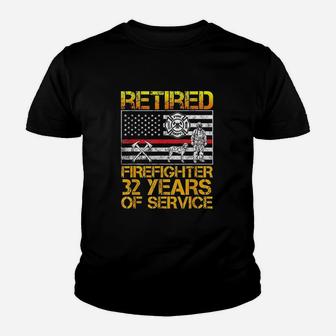 Retired Firefighter Gifts For Men 32 Years Retirement Kid T-Shirt - Seseable