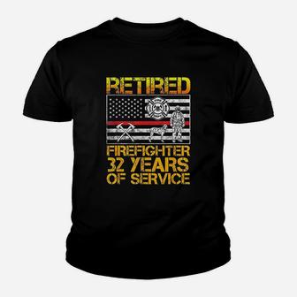 Retired Firefighter Gifts For Men 32 Years Retirement Kid T-Shirt - Seseable