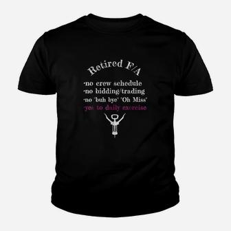 Retired Flight Attendant No Bidding Yes Wine Funny Kid T-Shirt - Seseable