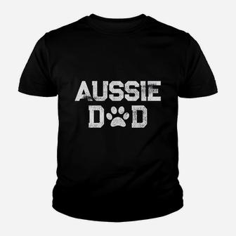 Retro Aussie Dad Paw Print Australian Shepherd Dog Gift Kid T-Shirt - Seseable