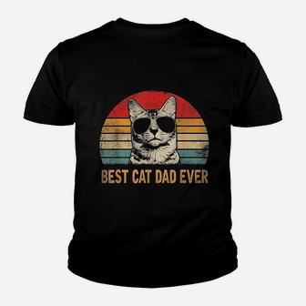 Retro Best Cat Dad Ever Funny Cat Lover Dad Fathers Day Kid T-Shirt - Seseable