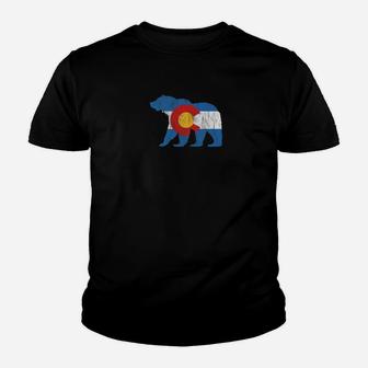 Retro Colorado Flag Bear Design Vintage Distressed Kid T-Shirt - Seseable