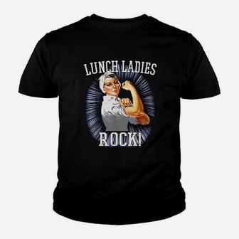 Retro Lunch Ladies Rock Cafeteria Worker Funny Lunch Lady Kid T-Shirt - Seseable